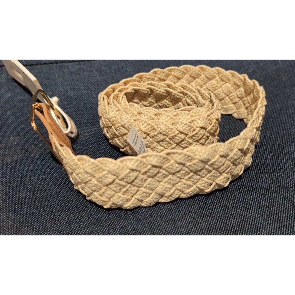 Women's Stretch Braided Straw Belt - A New Day Natural S